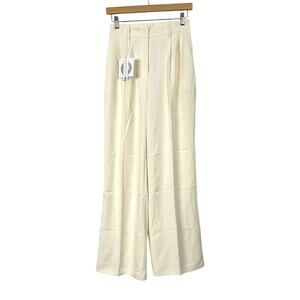 DECIVI Wide Leg Pleated Tailored Trousers Cream Size S New